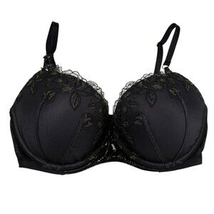 Victoria's Secret Black Lace Padded Goth Very Sexy Push Up Bra Women's Size 34DD